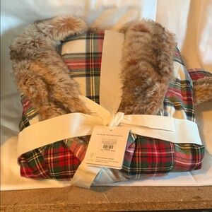 Plaid Robe with Faux Fur Trim